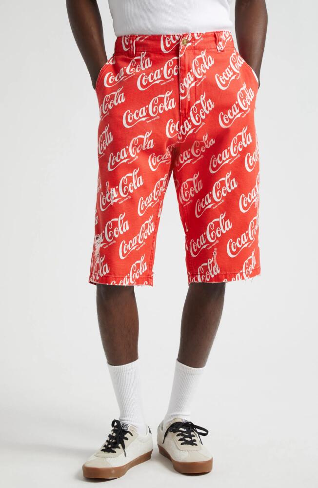 ERL x Coca-Cola Ripped Canvas Bermuda Shorts in Coca Cola Cover