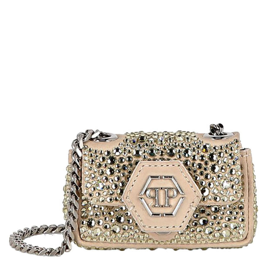 Philipp Plein Beige Iconic Plein Suede Mini Shoulder Bag Cover