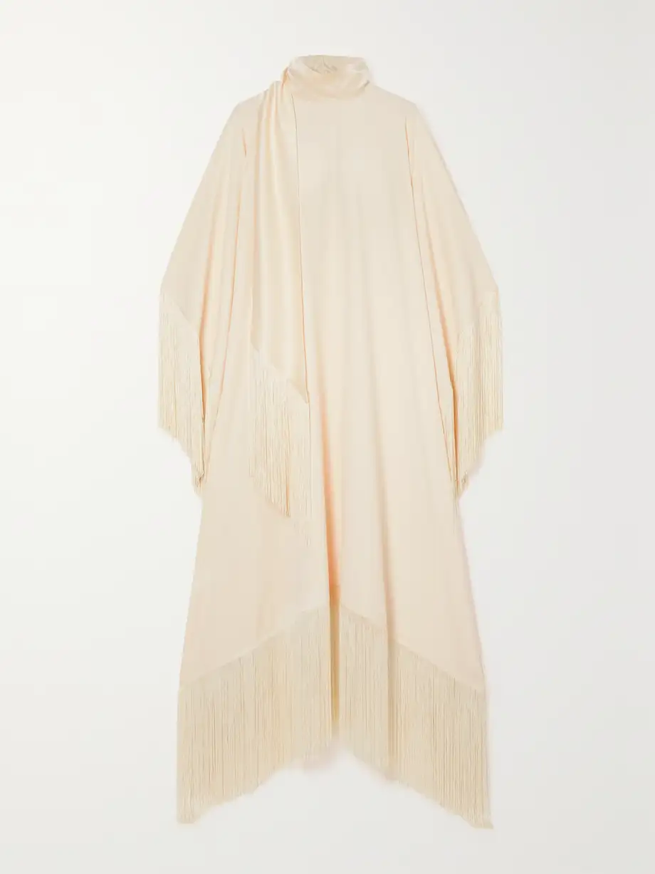 Taller Marmo - + Net Sustain Mrs. Ross Fringed Crepe Kaftan - Ivory Cover