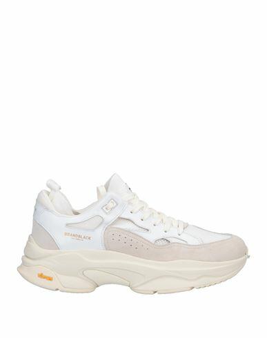 Brandblack Man Sneakers White Textile fibers, Soft Leather Cover