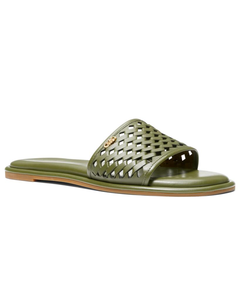 Michael Michael Kors Women's Saylor Perforated Slide Sandals - Smokey Olive Cover