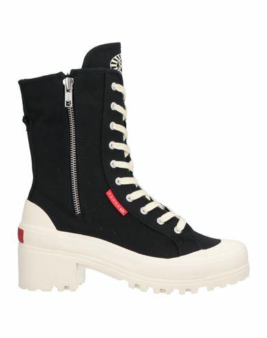 Superga Woman Ankle boots Black Textile fibers Cover