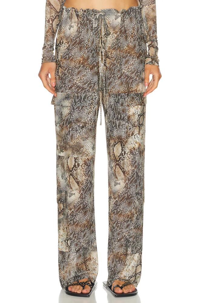 Lapointe Printed Mesh Drawstring Cargo Pant in Brown Cover