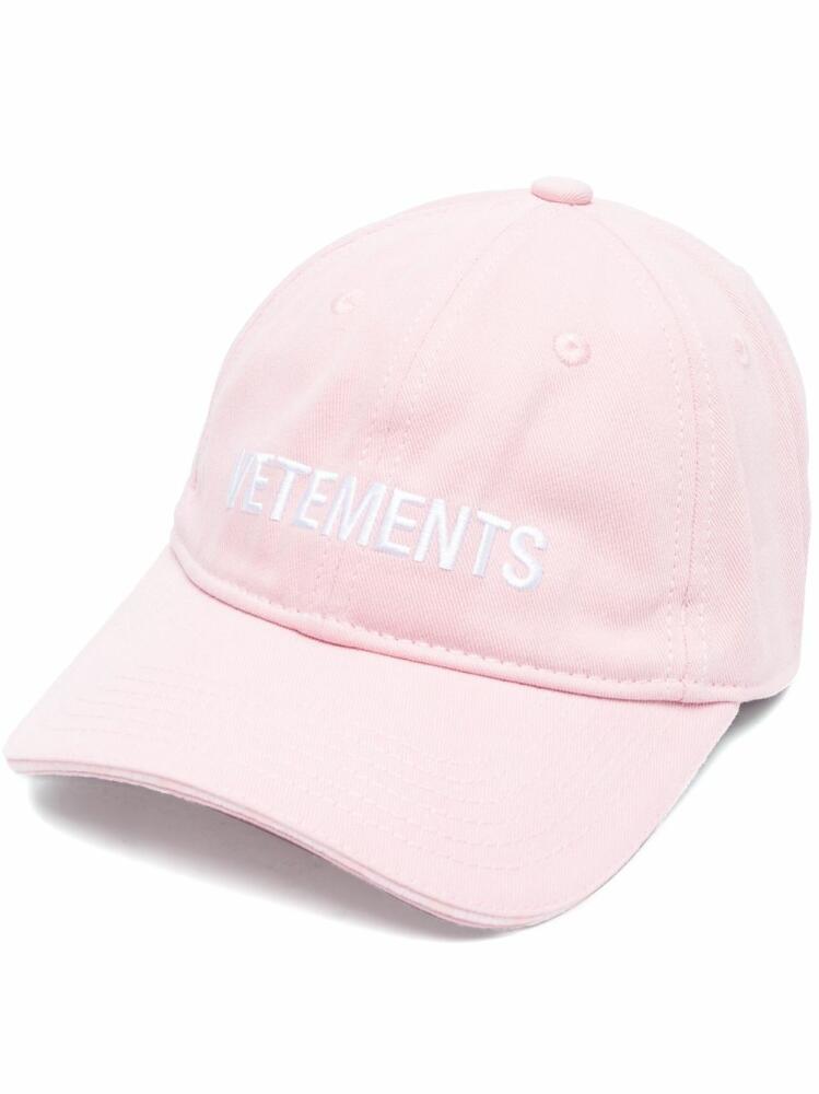 VETEMENTS logo-embroidered cotton baseball cap - Pink Cover