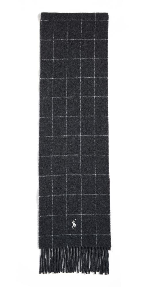 Polo Ralph Lauren Reversible Windowpane Scarf Charcoal/Grey Cover