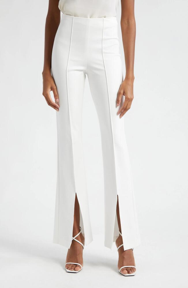 Alice + Olivia Emiko Split Cuff High Waist Flare Pants in Off White Cover