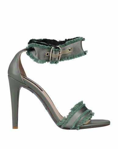 Patrizia Pepe Woman Sandals Military green Soft Leather, Textile fibers Cover