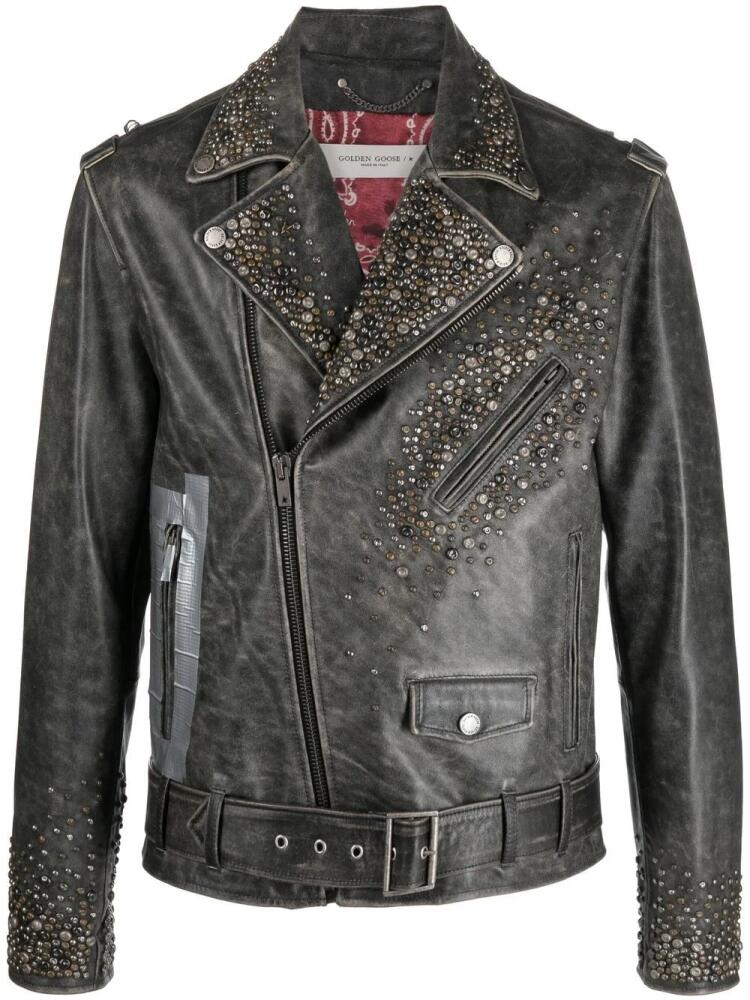 Golden Goose leather stud-detailing jacket - Black Cover