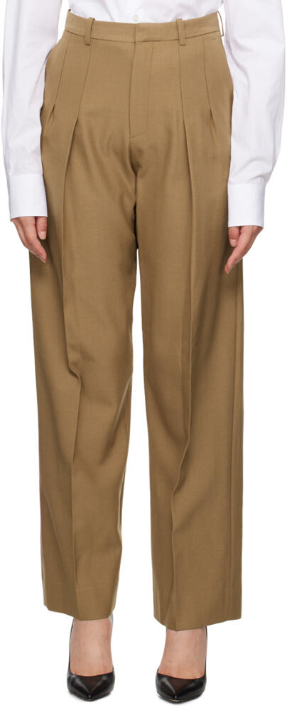 Victoria Beckham Tan Front Pleat Trousers Cover