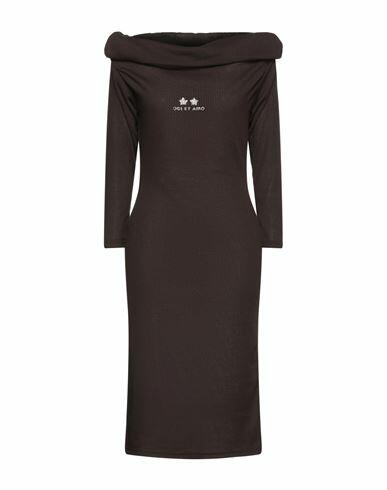 Odi Et Amo Woman Midi dress Dark brown Cotton Cover