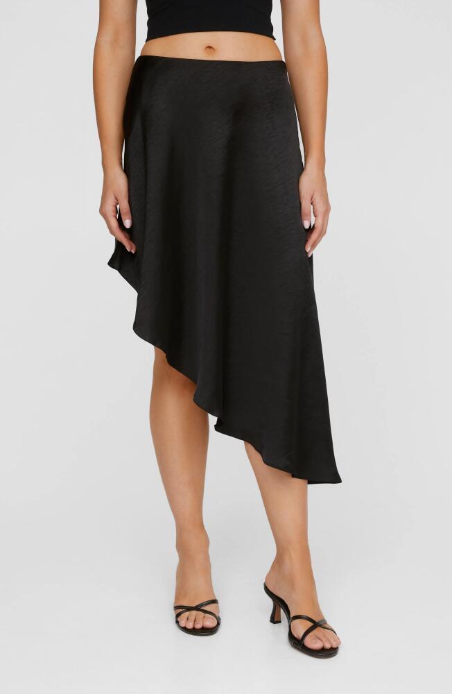 NASTY GAL Asymmetric Hammered Satin Skirt in Black Cover