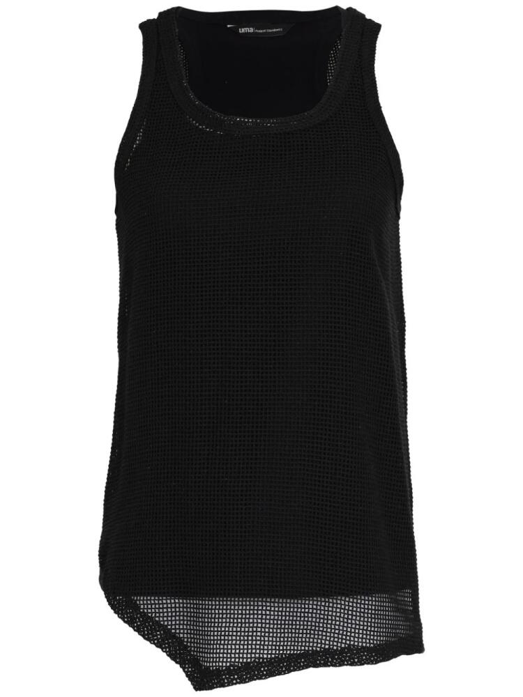 Uma | Raquel Davidowicz asymmetric open-knit tank top - Black Cover