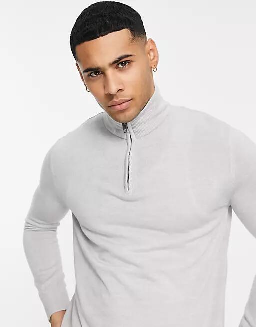 French Connection soft touch half zip sweater in light gray Cover