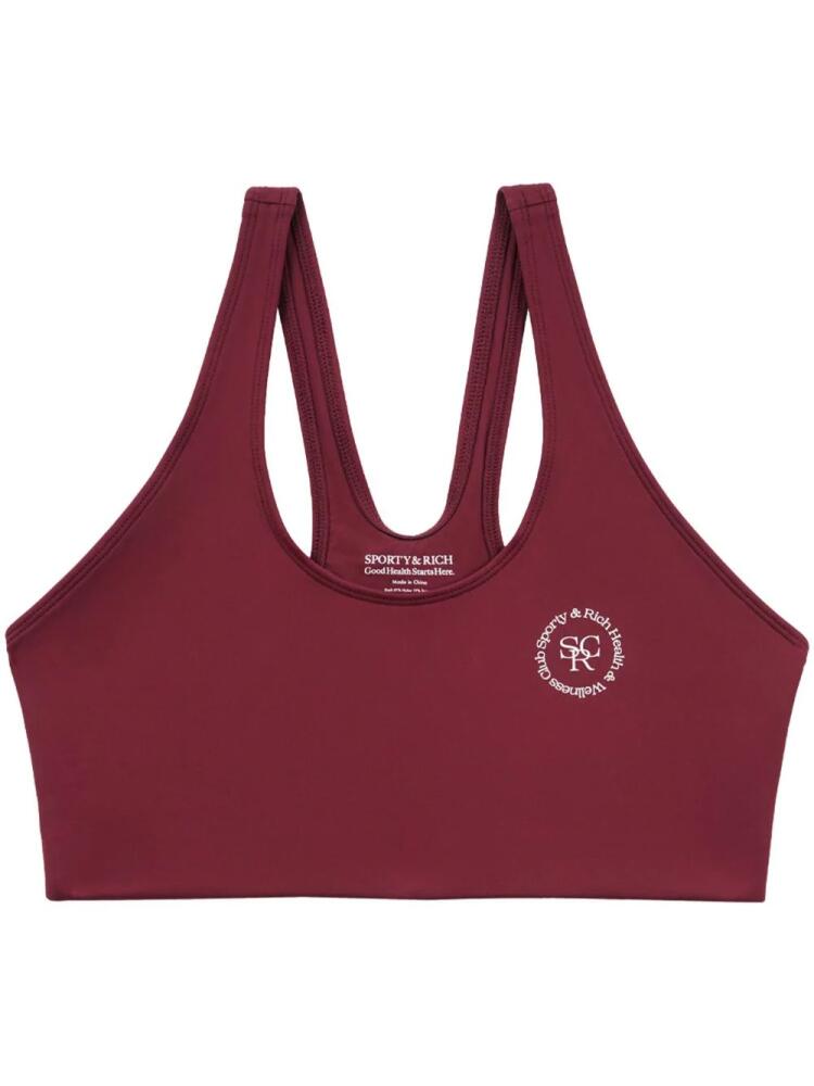 Sporty & Rich N.02 logo-print sports bra - Red Cover