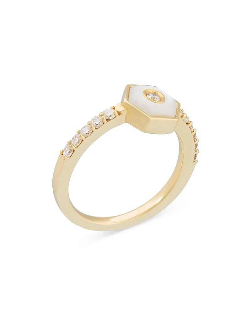 Miseno Jewelry 18K Yellow Gold Baia Sommersa Mother of Pearl & Diamond Accent Ring Cover