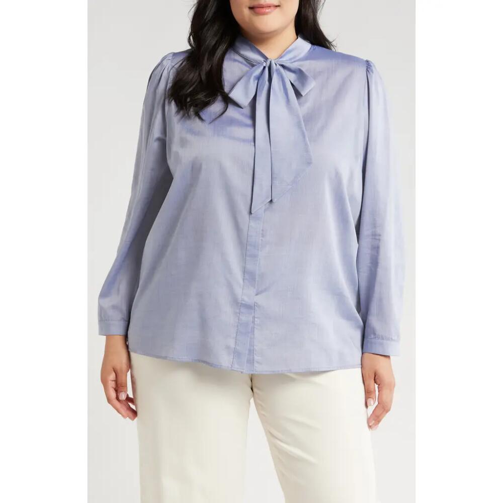 HARSHMAN Aveline Tie Neck Button-Up Shirt in Ice Blue Cover