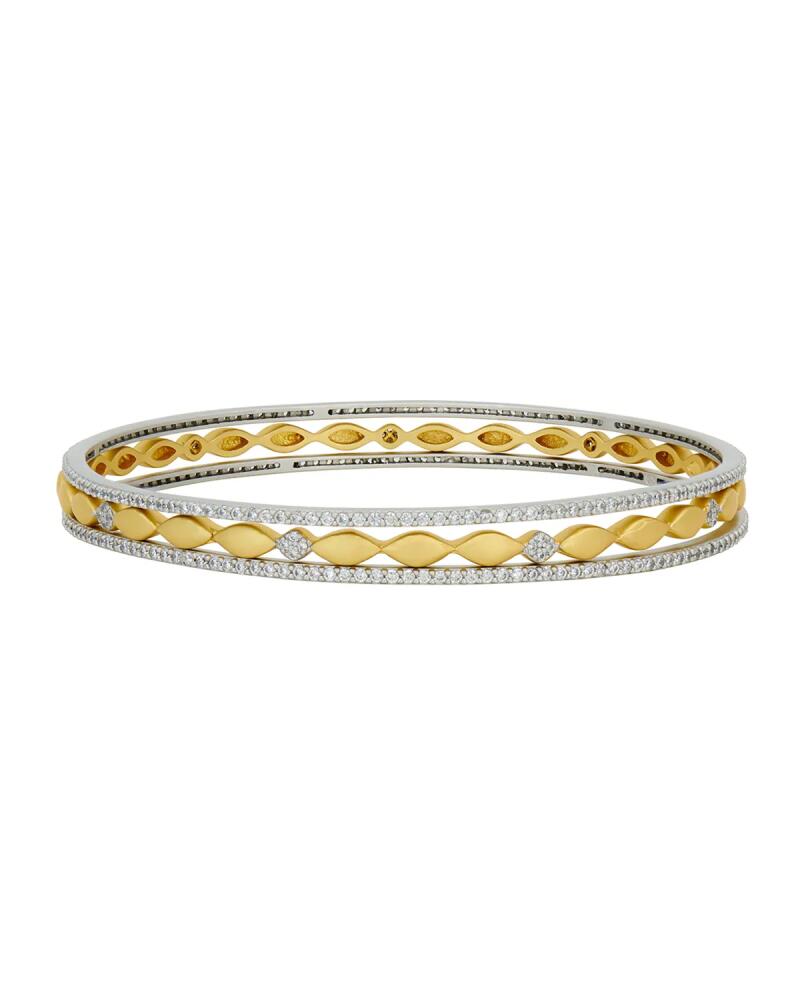 Freida Rothman Petals and Pave 3-Stack Bangle Bracelet Set Cover