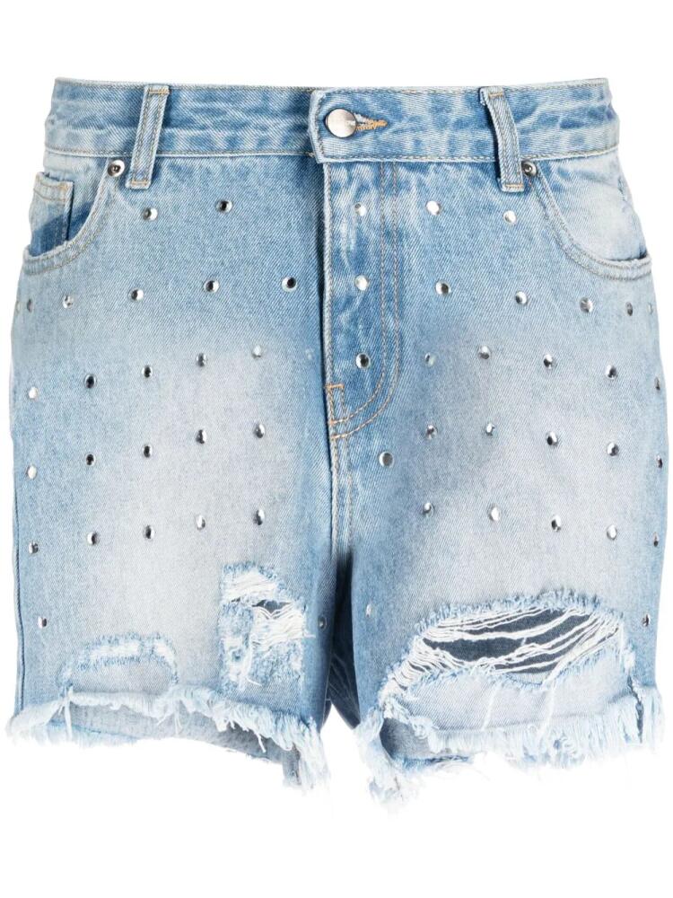 BARROW crystal-embellished denim shorts - Blue Cover