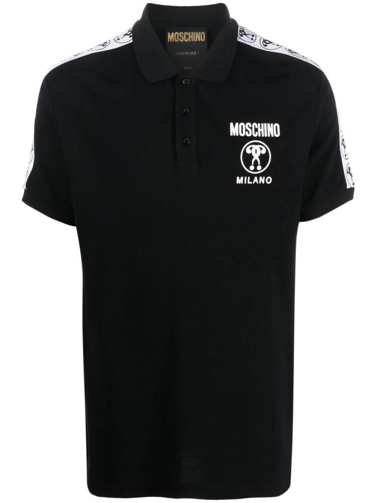 Moschino chest logo-print detail polo shirt - Black Cover