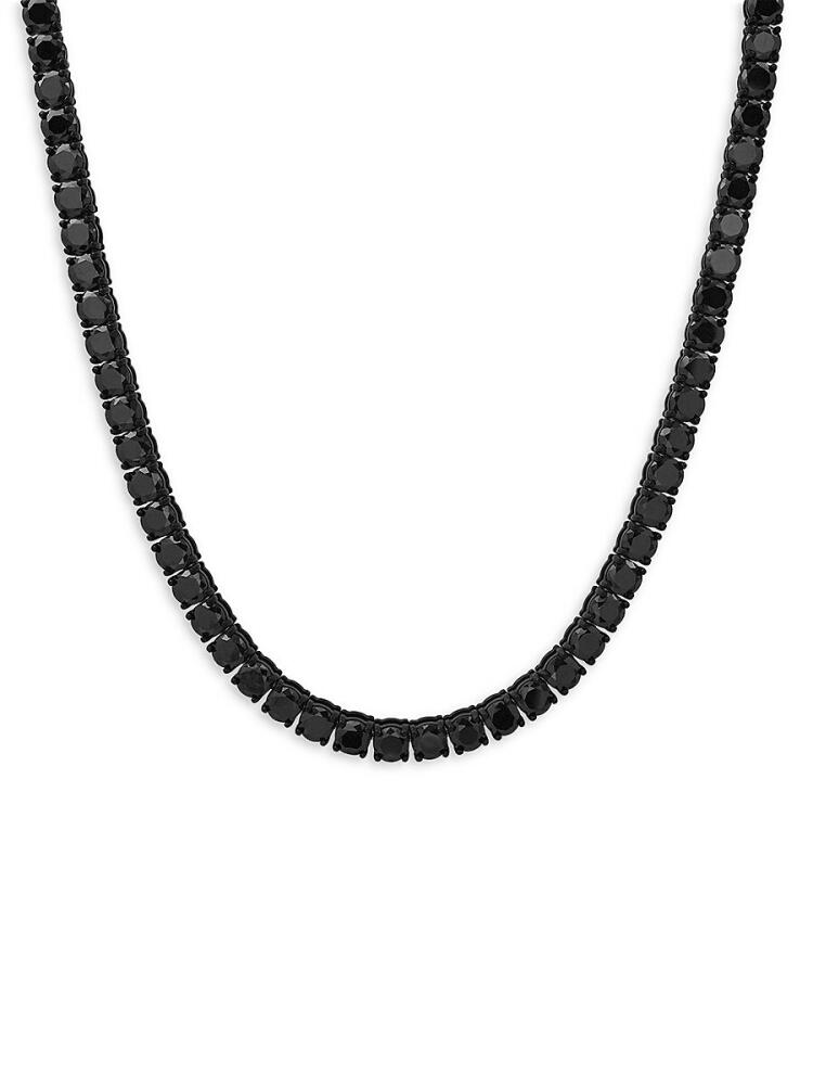 Anthony Jacobs Men's Black IP Stainless Steel & Simulated Diamond Tennis Necklace Cover