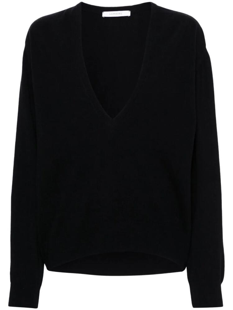 LEMAIRE V-neck wool blend jumper - Black Cover