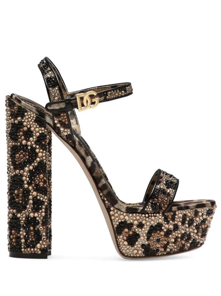 Dolce & Gabbana 105mm leopard-print platform sandals - Brown Cover