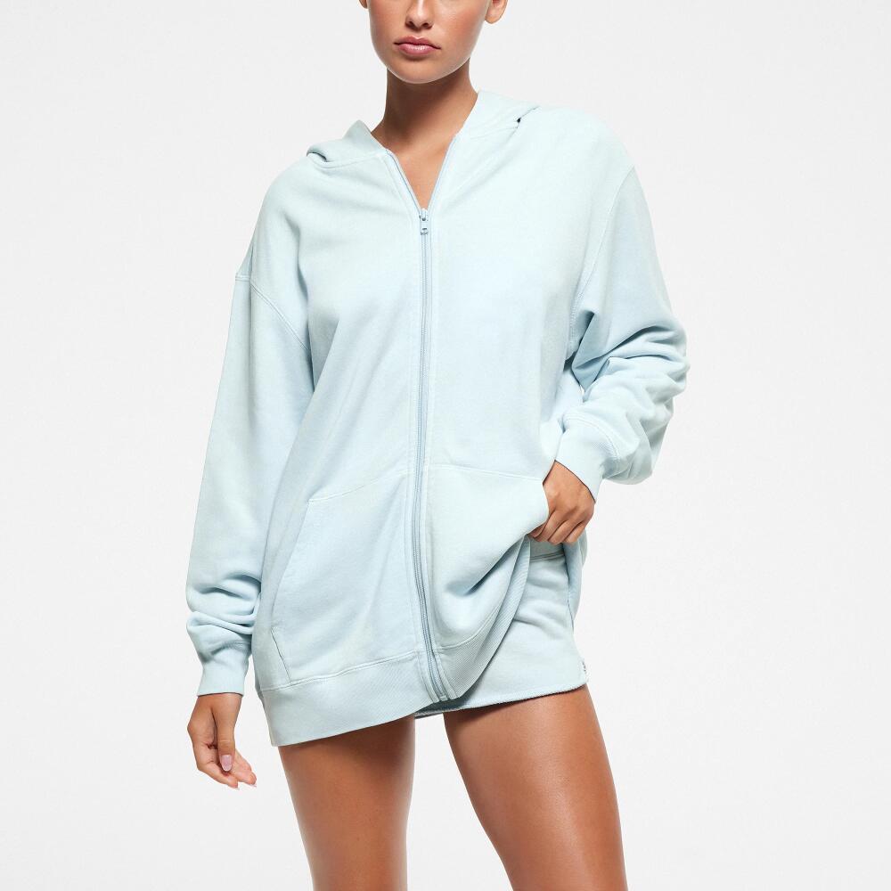 SKIMS Oversized Zip Up Hoodie | Blue | 2XS | French Terry Cover