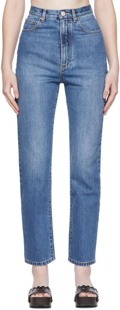 ALAÏA Blue High-Waist Straight Jeans Cover