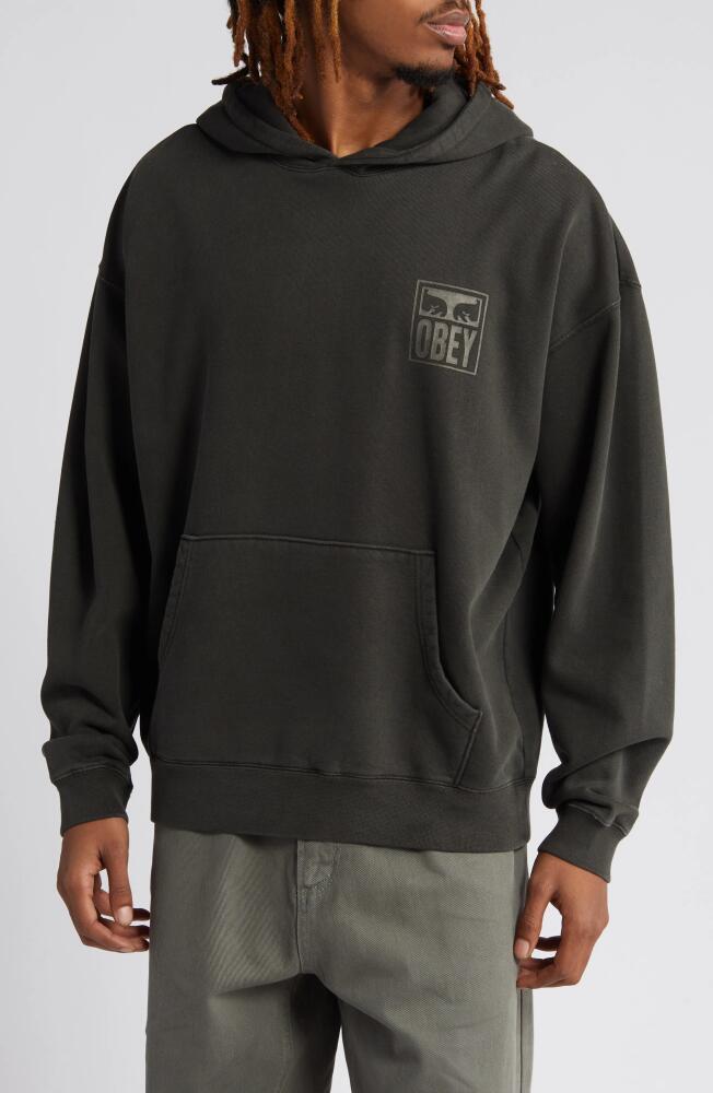 Obey Oversize Eyes Logo Hoodie in Pigment Pirate Black Cover