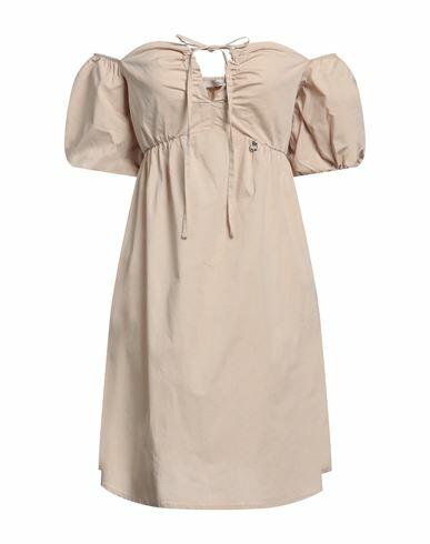 Relish Woman Mini dress Beige Cotton, Elastane Cover