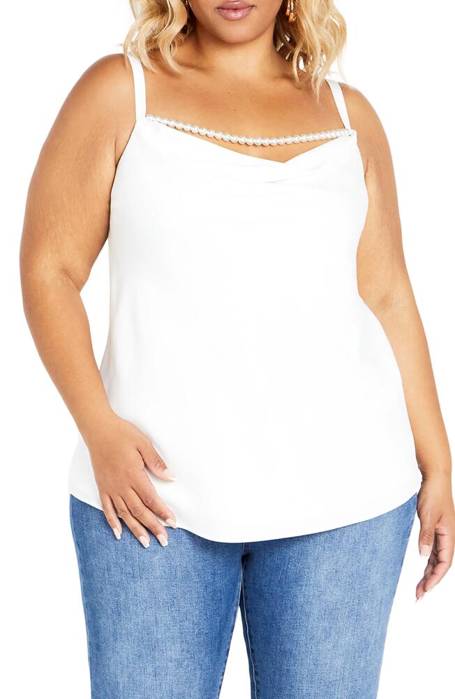 City Chic Dakota Imitation Pearl Cowl Neck Camisole in Ivory Cover