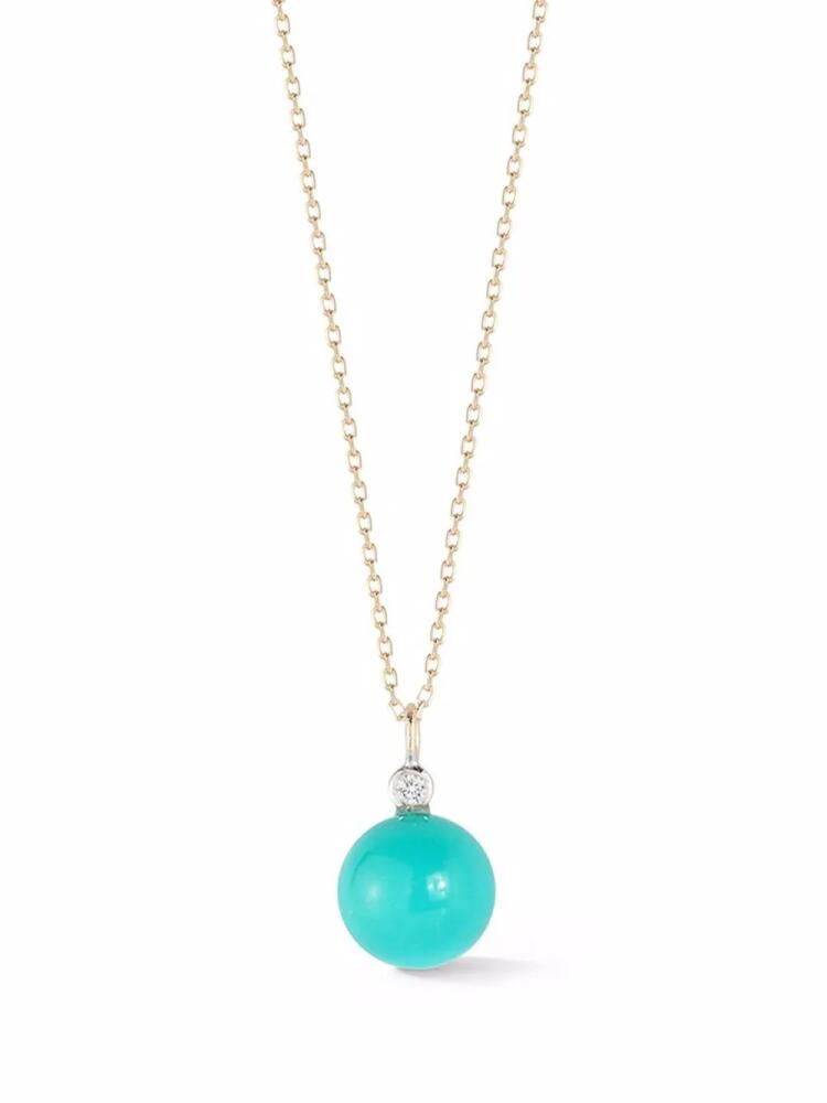 Mateo 14kt yellow gold Dot turquoise and diamond necklace - Silver Cover