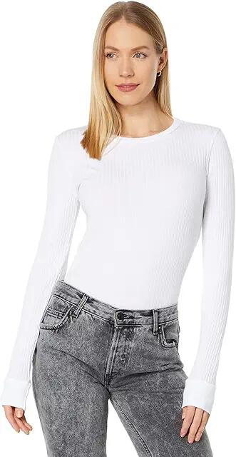 LAmade Davey Long Sleeve Crop Tee (White) Women's Clothing Cover