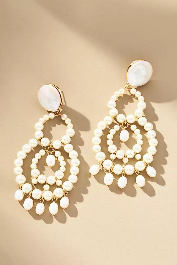 By Anthropologie XXL Pearl Chandelier Drop Earrings Cover