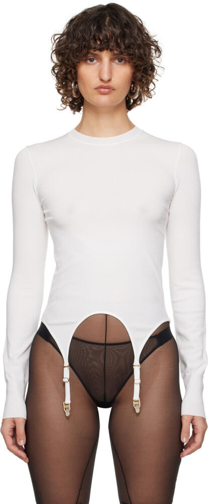 Dion Lee White Garter Long Sleeve T-Shirt Cover