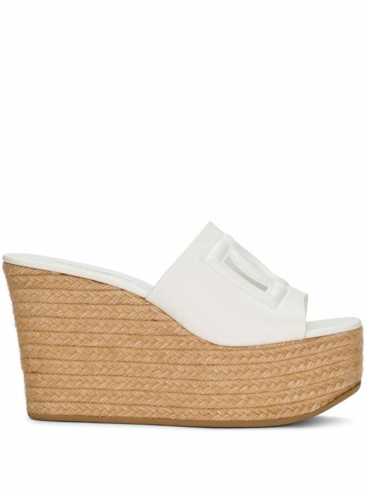 Dolce & Gabbana DG-logo wedge mules - White Cover