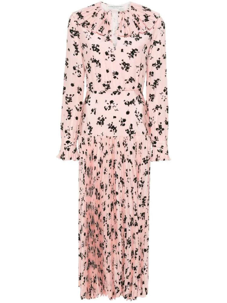 Alessandra Rich rose-print silk midi dress - Pink Cover