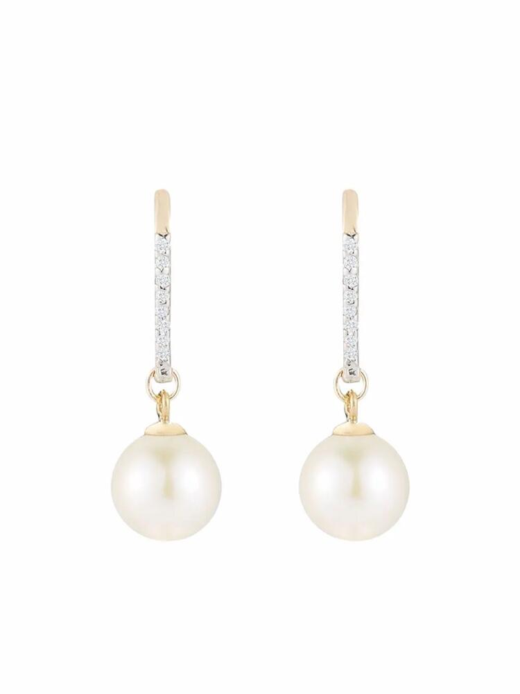 Mateo 14kt yellow gold single pearl diamond drop earrings Cover