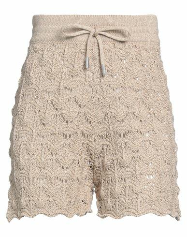 Eleventy Woman Shorts & Bermuda Shorts Beige Cotton, Metallic fiber, Polyamide Cover