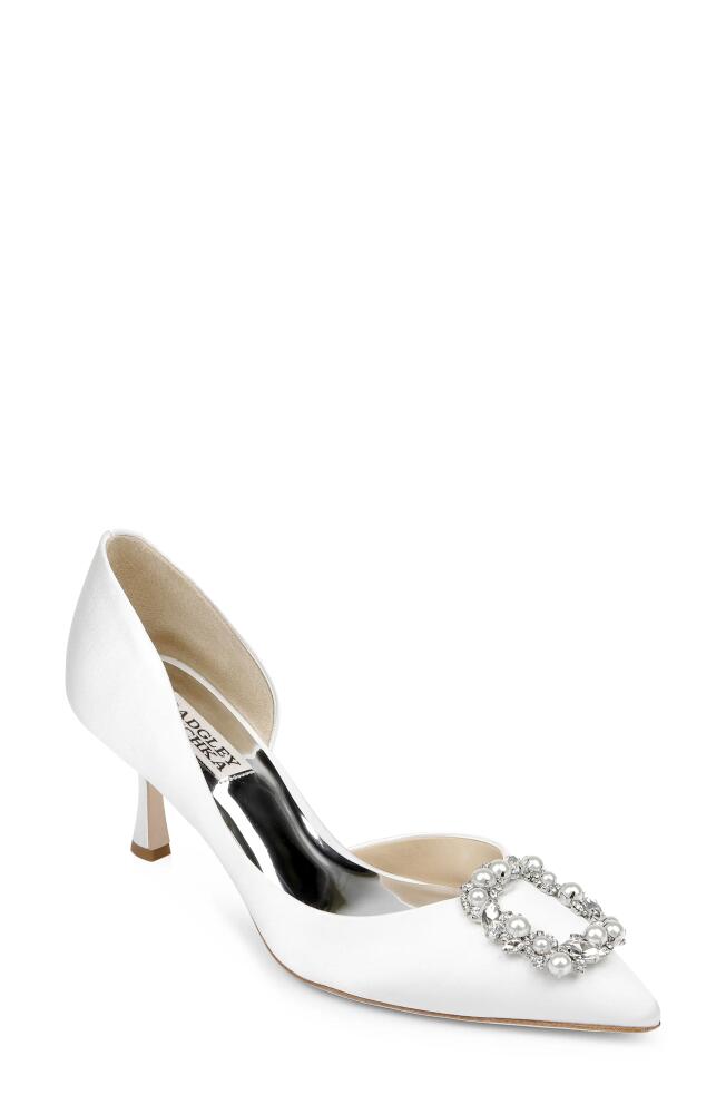 Badgley Mischka Collection Fabia Embellished Pointed Toe Pump in Soft White Cover