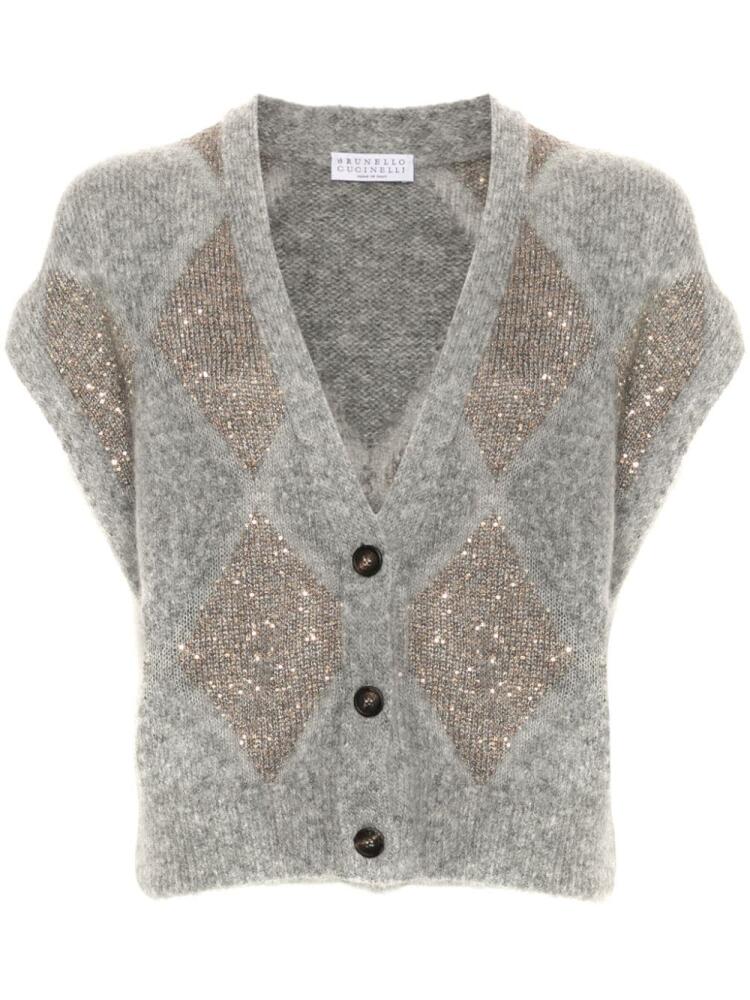 Brunello Cucinelli sequin-embellished cardigan - Grey Cover