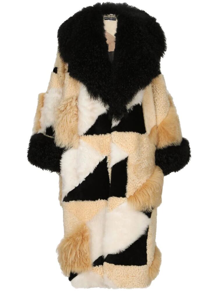 Dolce & Gabbana patchwork-design faux-fur maxi coat - Neutrals Cover