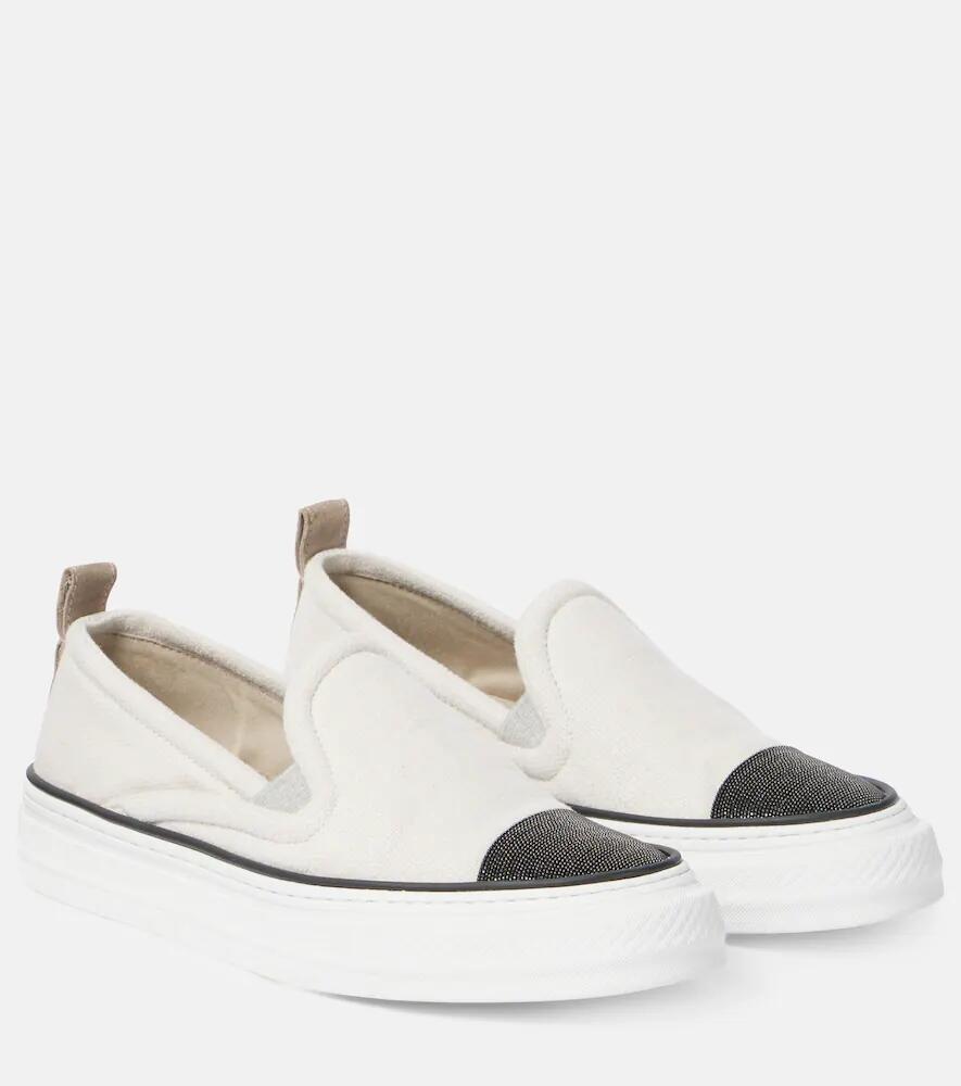 Brunello Cucinelli Monili-embellished slip-on sneakers Cover