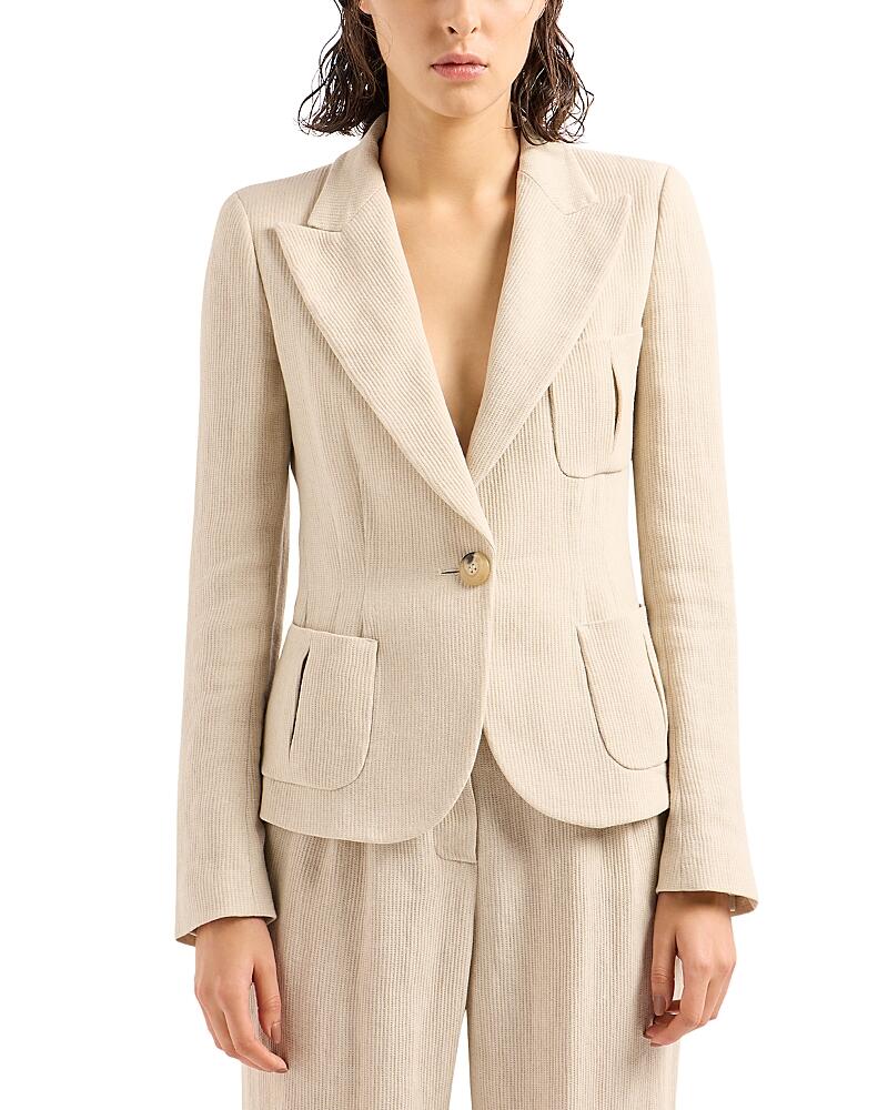 Emporio Armani Textured Linen Blend Blazer Cover