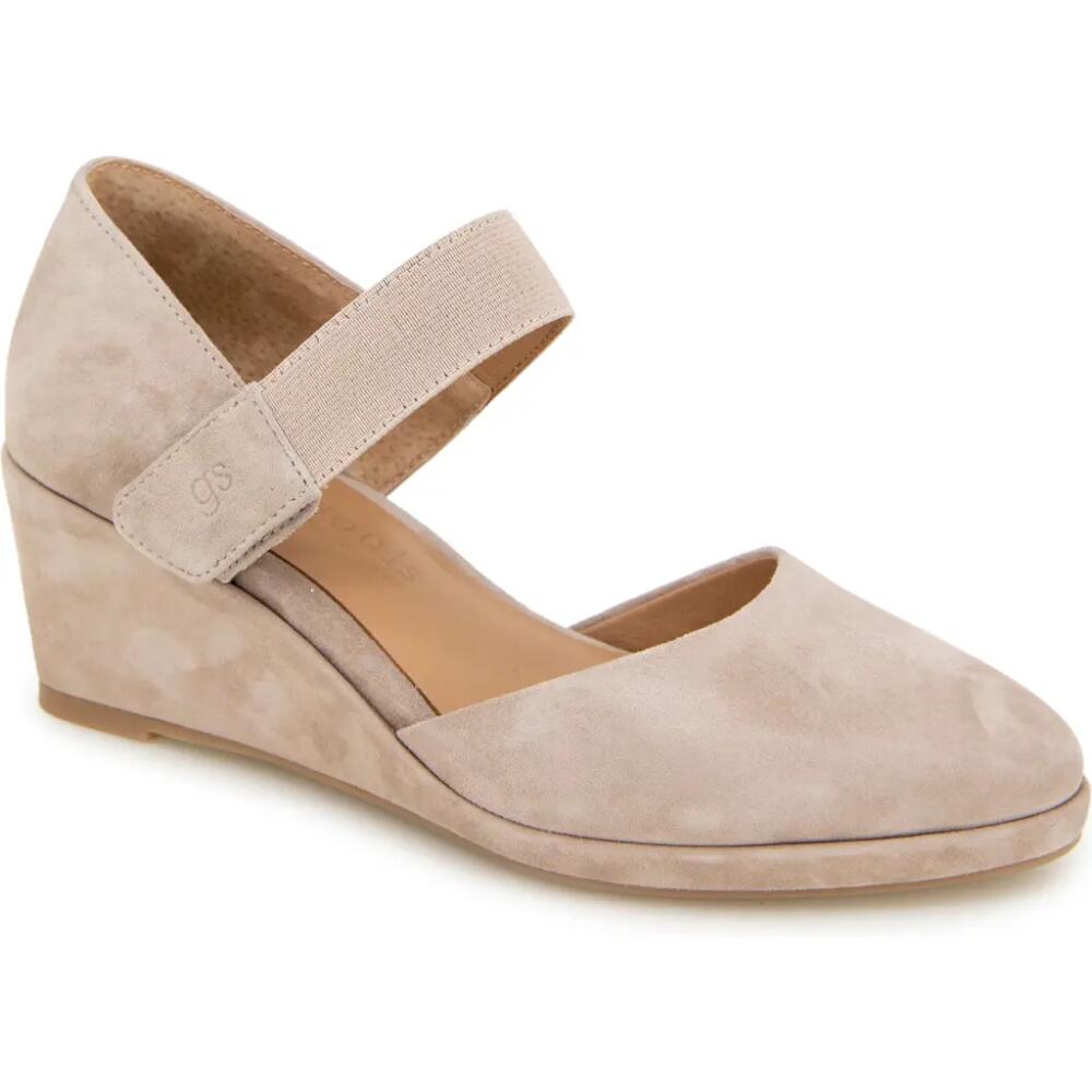 GENTLE SOULS BY KENNETH COLE Oriana Ankle Strap Wedge Pump in Mushroom Suede Cover