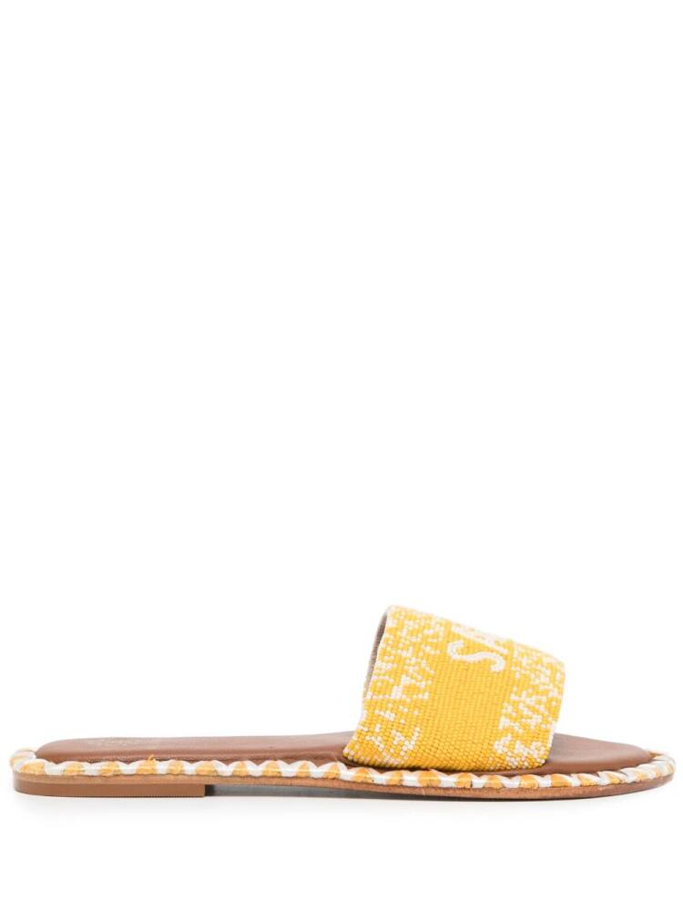 DE SIENA SHOES Saint Tropez beaded leather sandals - Yellow Cover