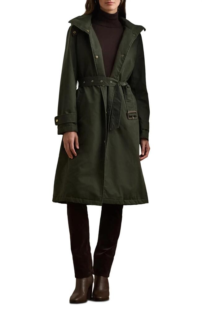 Lauren Ralph Lauren Waxed Hooded Coat in Loden Black Cover