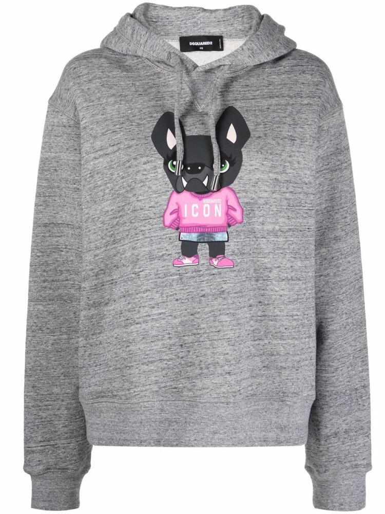 DSQUARED2 cartoon-print cotton hoodie - Grey Cover