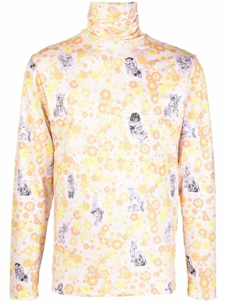 Liberal Youth Ministry floral motif print high neck top - Yellow Cover