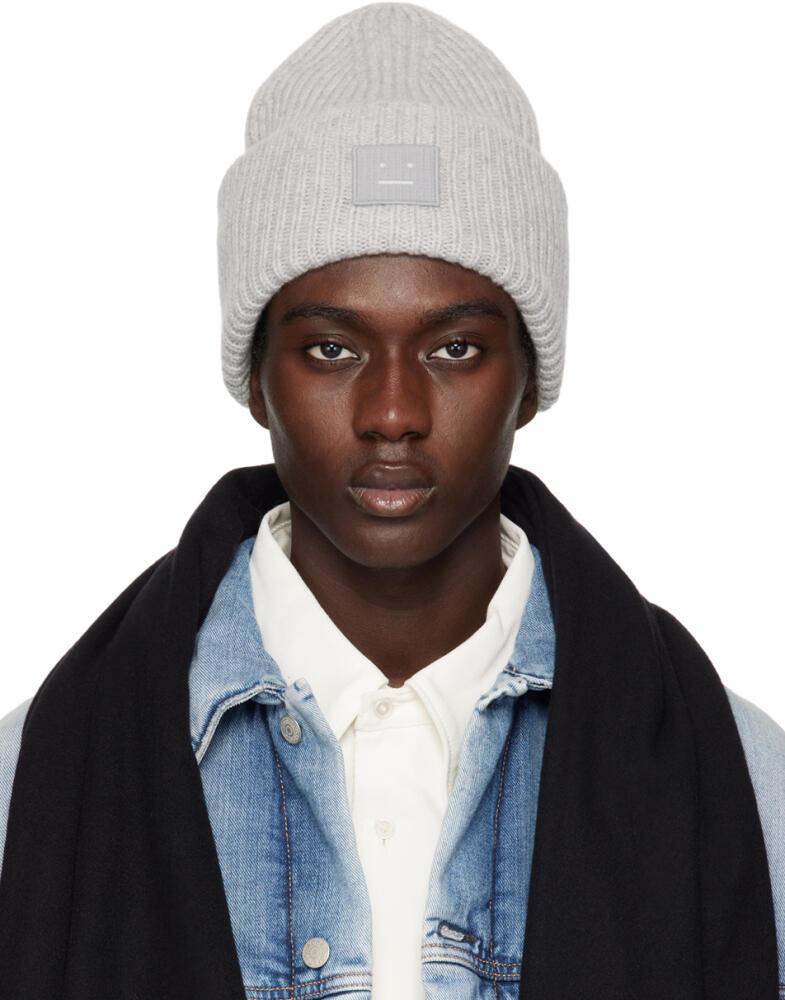 Acne Studios Gray Large Logo Beanie Cover